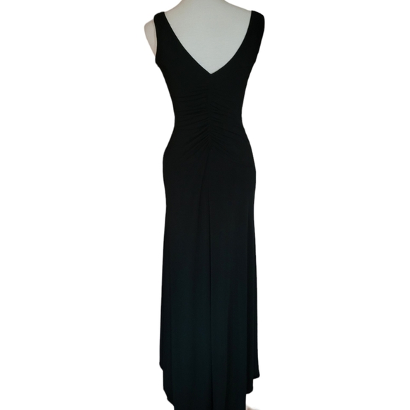 Scott McClintock 90's Black Rhinestone Ruched Wiggle Maxi Dress - Picture 5 of 8